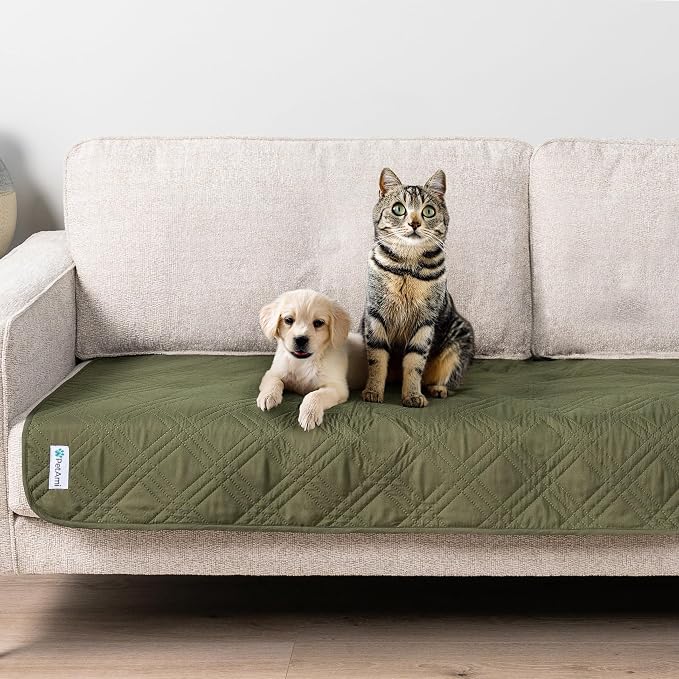 PetAmi Waterproof Couch Cover for Dogs, Non-Slip Leakproof Sofa Furniture Protector for Pet Cat, Machine Washable Bed Blanket for Car Seat, 30x70 Green
