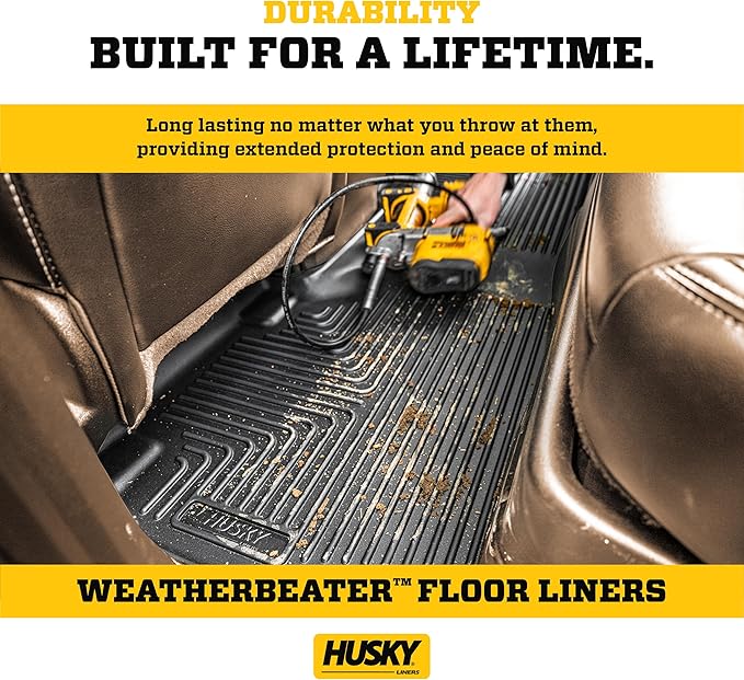 Husky Liners Weatherbeater Floor Mats | Fits 2013-2024 Toyota 4Runner, 2014-2023 Lexus GX460 | Front Row, 2-pc Black - 13721