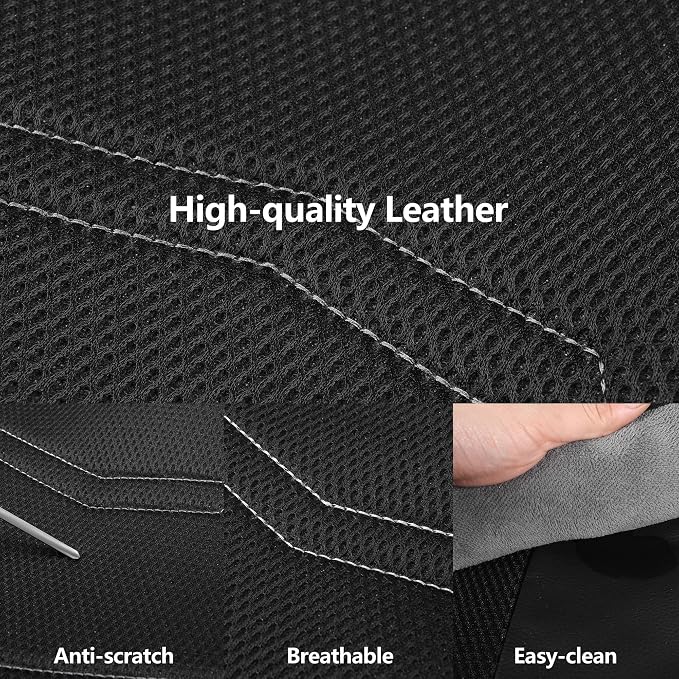 HChengkikz Front Car Seat Cover, Breathable and Sporty (Black + Gray) | Leather, Universal Fit for Most SUVs, Cars, Sedans, Trucks, Airbag Compatible, Easy to Install