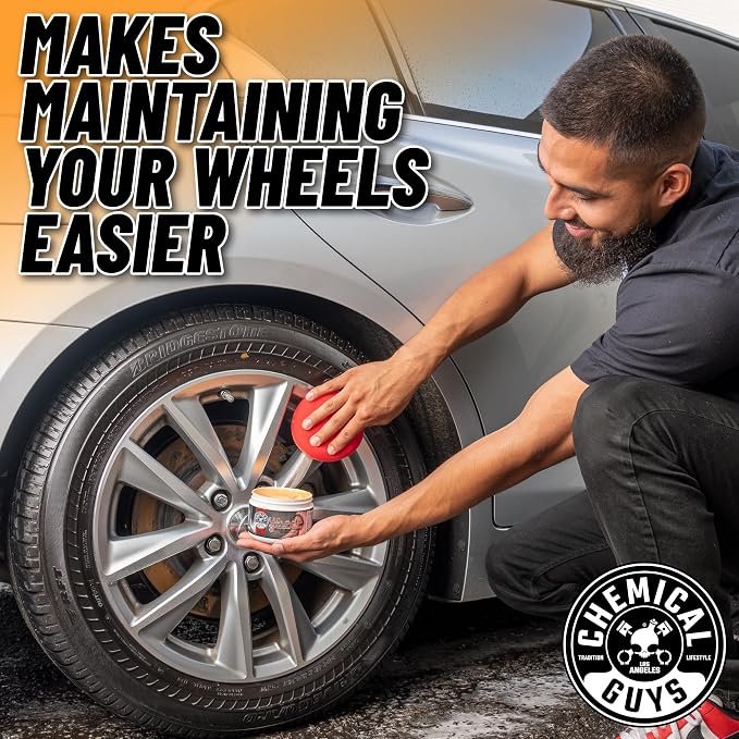 Chemical Guys, Wheel Guard & Rim Wax for All Wheel Finishes, Carnauba, 8 oz | Carnauba wax shields wheels and rims from brake dust and grime, adding gloss and easier rinse-off cleanup