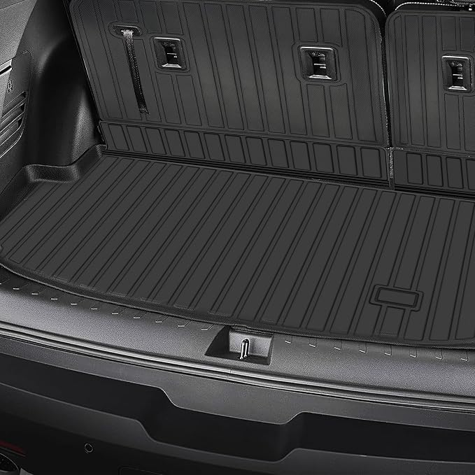 Floor Mats Fit for 2018-2023 Chevrolet Traverse 8 Seats (Bench Seats), All Weather TPE Car Floor Liners Carpet Custom Fit for Chevy Traverse Accessories，3 Row & Cargo Liner