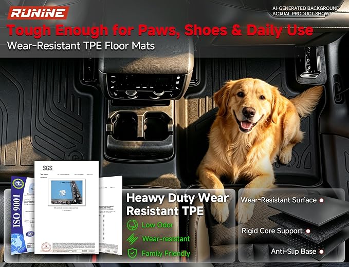 Floor Mats Cargo Liner Fit for 2021-2026 Jeep Grand Cherokee L (Only for 6-Seater w/o 2nd Row Center Armrest), All Weather Car Floor Liners Trunk Cargo Liner Car Accessories