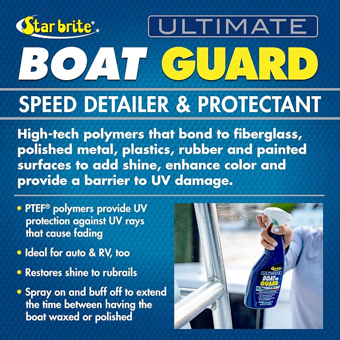STAR BRITE Ultimate Boat Guard Speed Detailer & Protectant Spray - High-Gloss UV Protection for Marine Surfaces, Easy Spray On Wipe Off Formula
