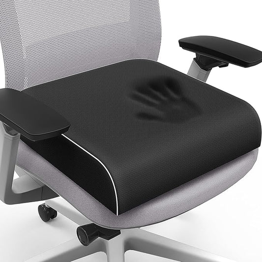 SweetSlubr Seat Cushion for Tailbone Pain Relief, Office Chair Cushion, Memory Foam Large Chair Pad with Non-Slip Cover for Soft Support at Office Chair, Car Seat, Airplane Black/2X-Large