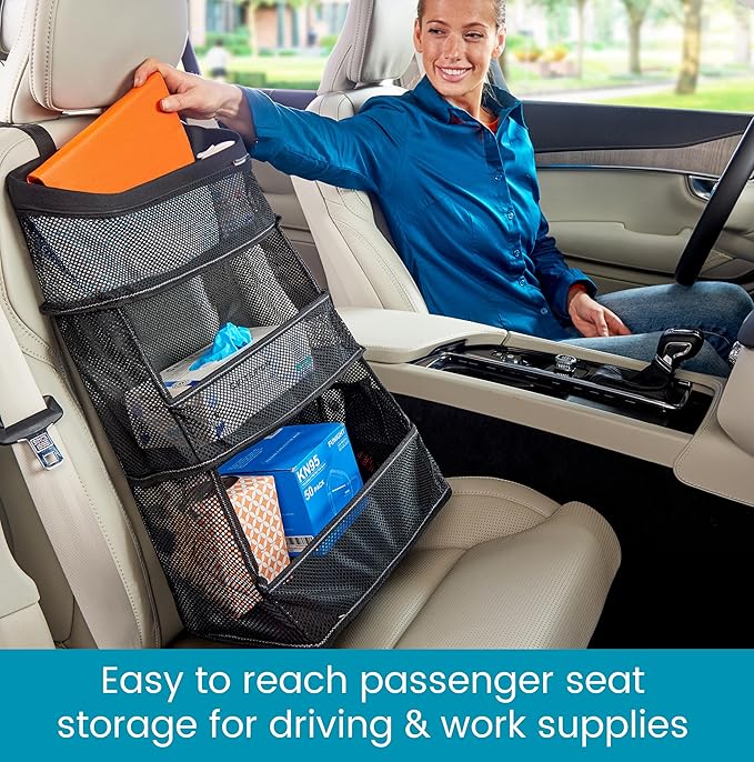 Car Storage Organizer – 3-Bin Hanging Organizer for SUV Trunk or Car Seat | High Road's Multipurpose Car Organizer Holds Driving Essentials, Kids Trip Needs or Emergency and Cleaning Supplies