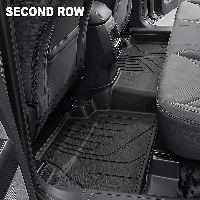 KARPAL Floor Mats for 2022-2025 2026 Ford Maverick Hybrid (Not Fit Gas) | All Weather TPE Custom Fit Ford Maverick Hybrid Accessories 1st&2nd Row Floor Liner & Bed Mat Full Sets