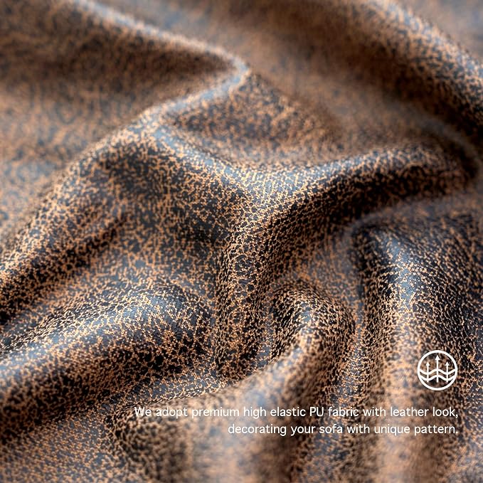 Yates Home PU Leather Couch Sofa Cushion Slipcover Elastic Chair RV Seat Covers Loveseat Slip Cover for Seater Replacement in Living Room(2 Piece Large Sofa Cushion Covers,Brown)
