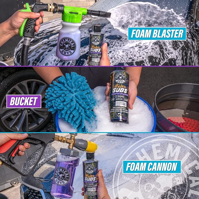 Chemical Guys, HydroSuds Ceramic High Foaming Car Wash Soap, Berry, 64 oz | Ceramic polymers add gloss and water beading, thick foam for cannons, guns or buckets, sweet berry scent