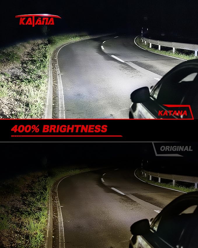 Katana H11 Bulb,H9 H8 400% Brightness White Plug and Play 1:1 Size of Fog 2