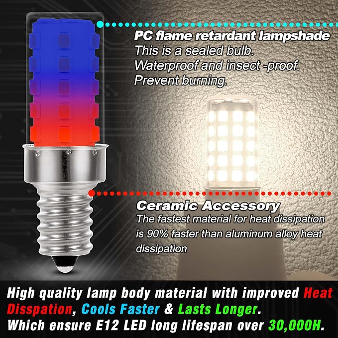 E12 LED Bulb Dimmable 4000K Natural White Candelabra Base AC120V 4W, 4 Pack | 450lm, Equivalent 25W-40W, 360° Beam Angle, No-flicker for Ceiling Fan Chandelier Pendant Lighting Salt Lamp Wall Sconce