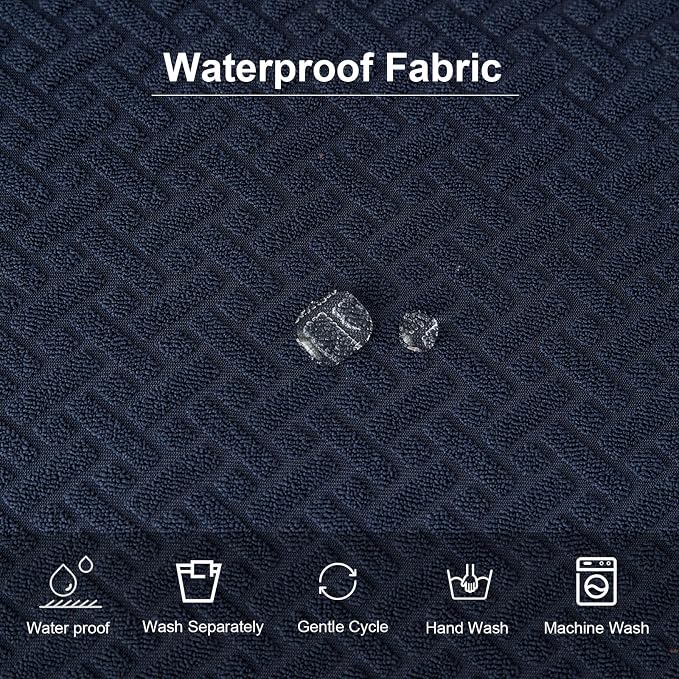 Genina Waterproof Seat Covers for Dining Room Chairs Covers Dining Chair seat Covers Kitchen Chair Covers slipcovers (Navy Blue, 6 Pcs)