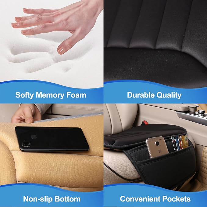 Lofty Aim Car Seat Cushion for Driving, Memory Foam Driver Seat Cushion | Car Seat Cushion for Long Driving, Automotive Seat Cushion for Pain Relief, Car Seat Pillow Fits Most Vehicles, Office, Black