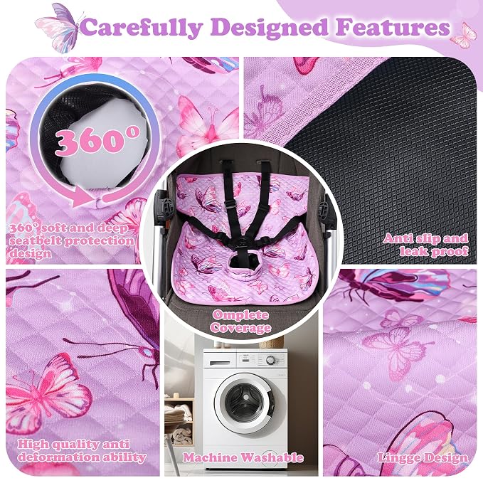 Babenest Car Seat Potty Protector Cover -Waterproof Carseat Training Liner for Baby &Toddler Shower Gift, Dry Piddle Pee Pad with Fun Designs for Strollers & Infant Car Seats (1pc, Butterfly-Purple)