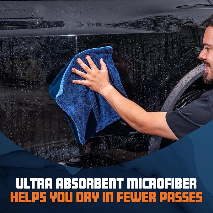 Chemical Guys Little Megalodon Multi Purpose Microfiber Towel (2 Pack) 13.7 x 13.7 Inch – Ultra Plush Detailing Towels for Car Wash, Drying, Interior Cleaning, Glass, Dusting & Polishing