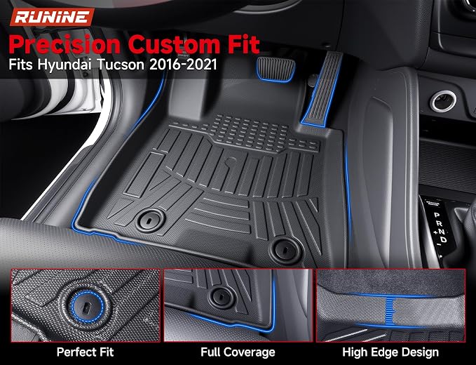 Floor Mats for Hyundai Tucson 2016-2021/Kia Sportage 2017-2022, All Weather Protection Custom Floor Mats Trunk Cargo and Car Windshield Cover Set for Hyundai Tucson Accessories,Floor Liners Set