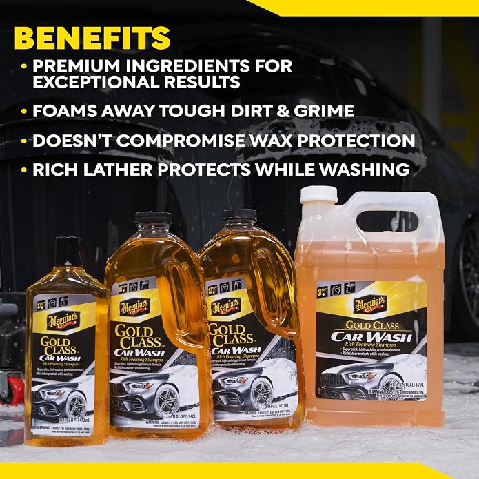 Meguiar's Gold Class Car Wash, Ultra-Rich Foam Car Wash Soap and Conditioner for Vehicle Cleaning, Paint Cleaner to Clean and Condition in One Easy Step, 1 Gallon