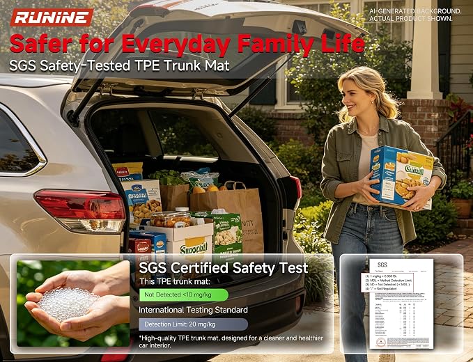 Floor Mats Cargo Liner Fit for 2021-2026 Jeep Grand Cherokee L (Only for 6-Seater w/o 2nd Row Center Armrest), All Weather Car Floor Liners Trunk Cargo Liner Car Accessories