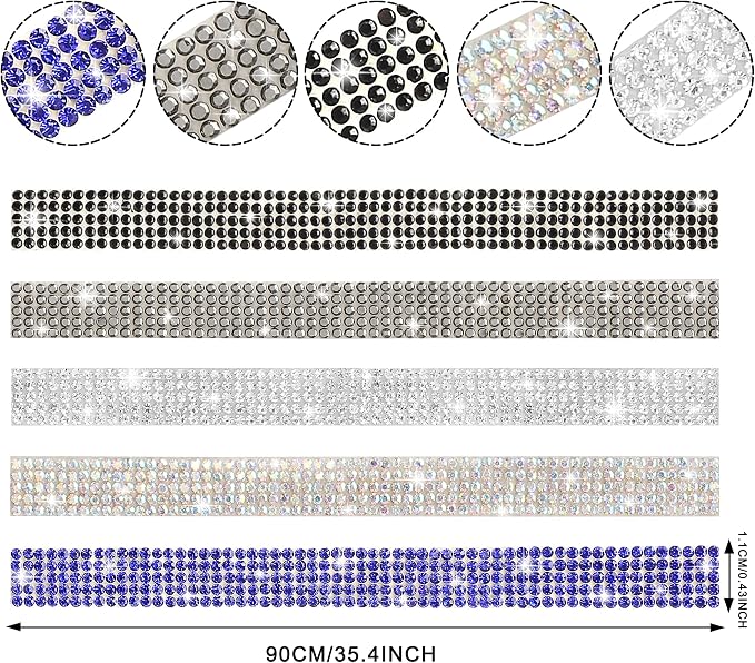 TOMALL Bling Car Door Guard Crash Bumper Crystal Anti-Scratch Strip Sticker Crystals Car Door Bumper Protector Accessory DIY for Interior and Exterior Decoration Styling Accessories White