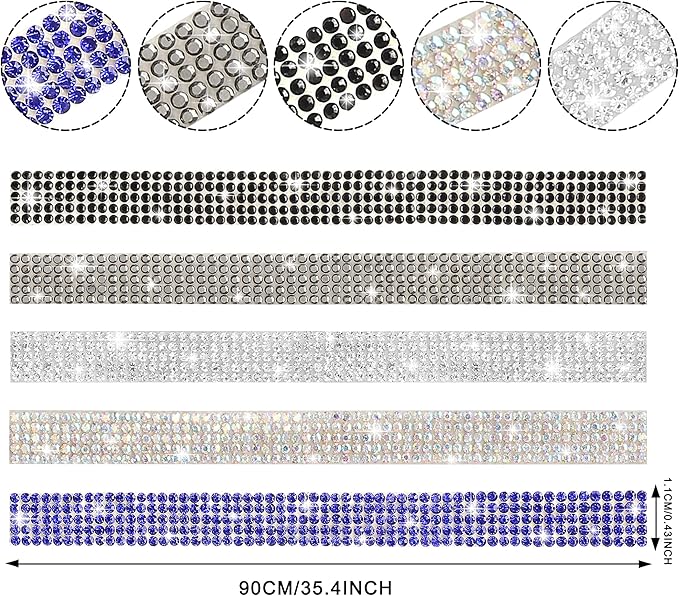 TOMALL Bling Car Door Guard Crash Bumper Crystal Anti-Scratch Strip Sticker Crystals Car Door Bumper Protector Accessory DIY for Interior and Exterior Decoration Styling Accessories Black
