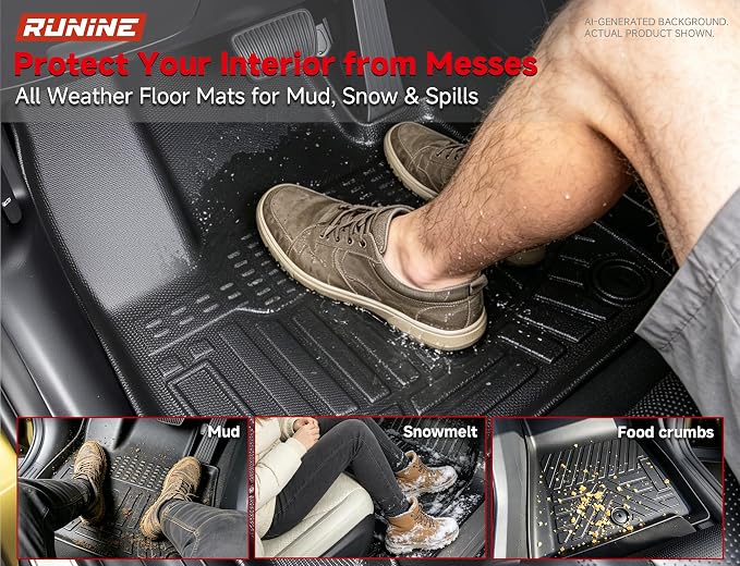 Floor Mats for Hyundai Santa Fe 2024 2025 2026(Fit Hybrid/Gas), All Weather Protection Custom Floor Mats Trunk Cargo Mat and Car Windshield Cover Set for Hyundai Santa Fe Accessories
