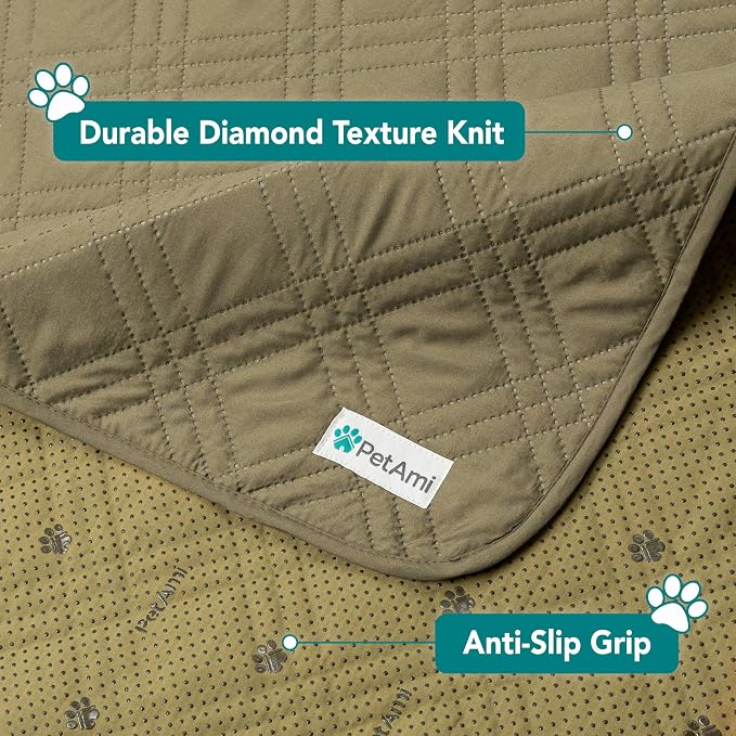PetAmi Waterproof Couch Cover for Dogs, Non-Slip Leakproof Sofa Furniture Protector for Pet Cat, Machine Washable Bed Blanket for Car Seat, 30x70 Green
