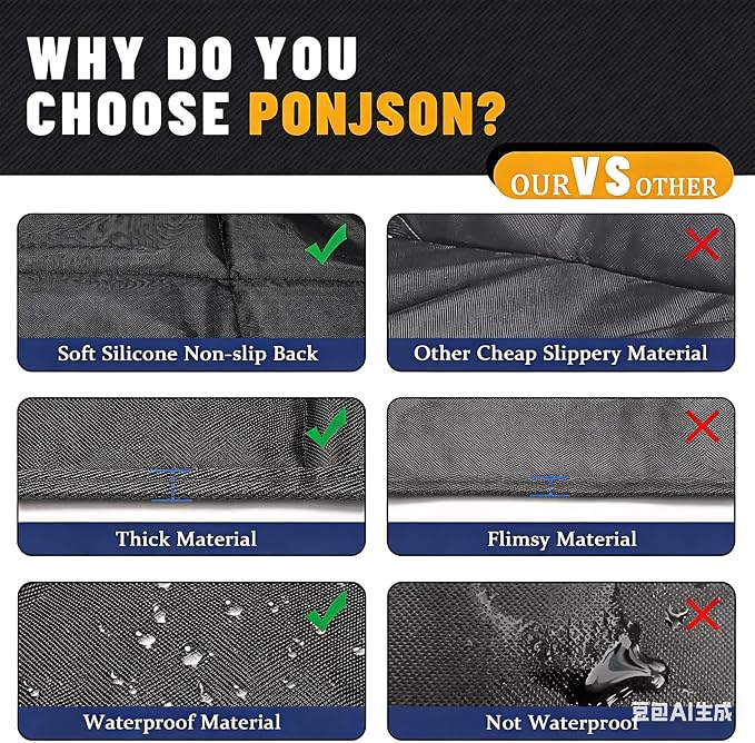 Car Seat Protector, Ponjson Auto Car Leather Seats Waterproof Thick Padding&Non-Slip Seat Cover Pad for Child Baby Safety Seat with Organizer Pockets-2 Pack Carseats for Most Cars