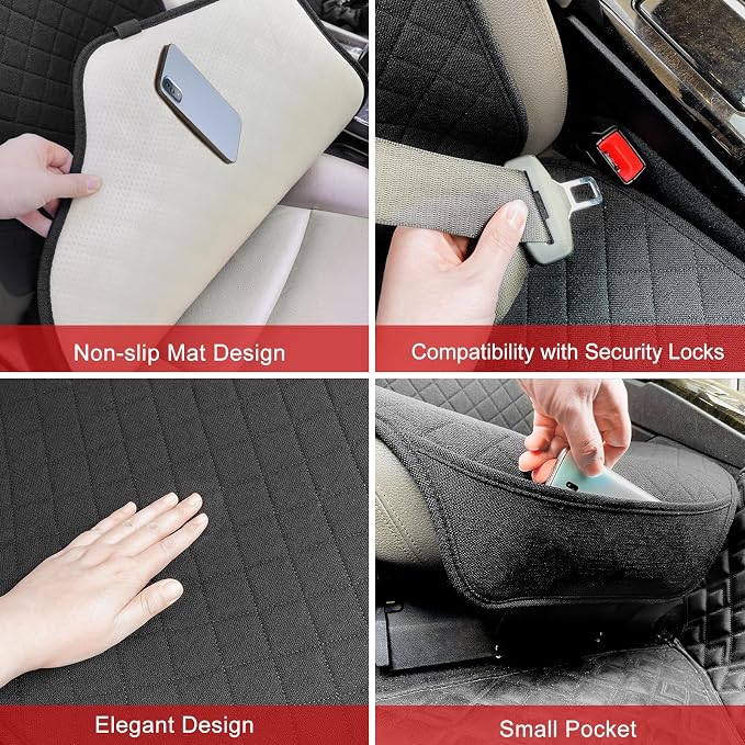 BOPUOVRE Linen Car Seat Covers Front Seat Covers Breathable Cloth Fabric Car Seat Protector - Universal Fit for Cars, Vans, SUVs, Trucks - 2 Units - Black