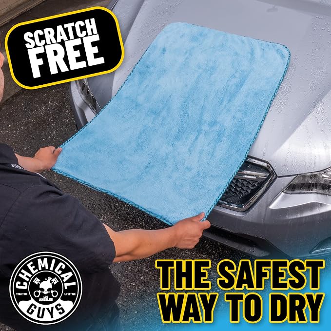 Chemical Guys, Woolly Mammoth Large Microfiber Drying Towel, Blue, 36 x 25 | Ultra-plush oversized towel soaks up water fast to dry the whole vehicle, soft and scratch-free on paint