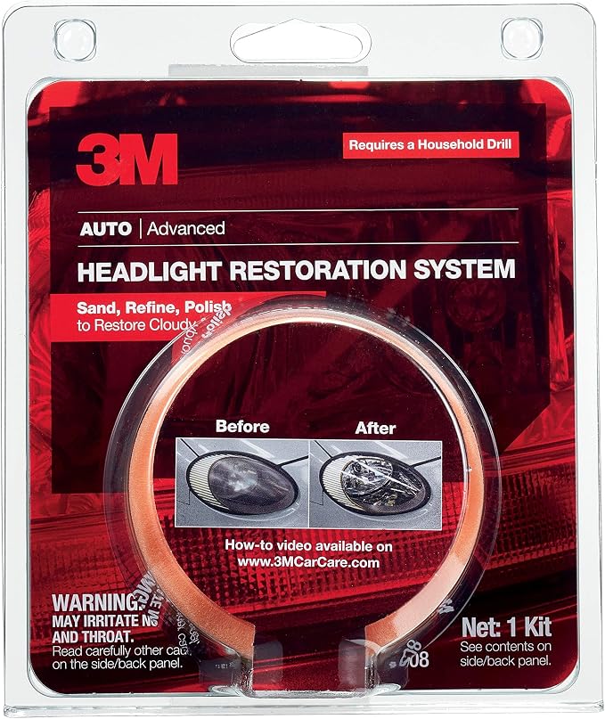 3M Headlight Lens Restoration System, 39008, 1 Kit (Pack of 4)