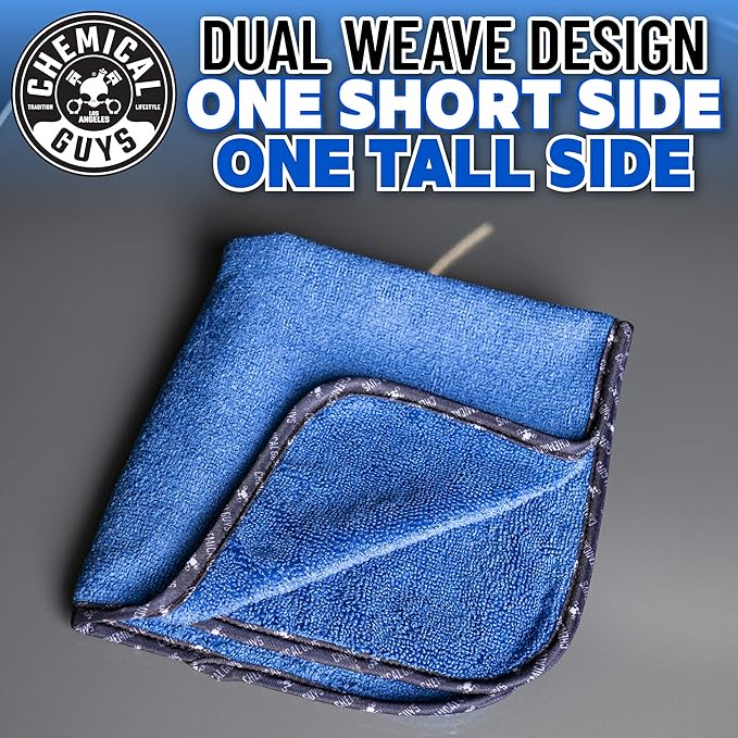 Chemical Guys, Professional Microfiber Towels, 16 x 16 in, Blue, 3 Pack | Ultra-soft, scratch-free towels to buff wax, dry panels and clean glass and interiors, machine washable