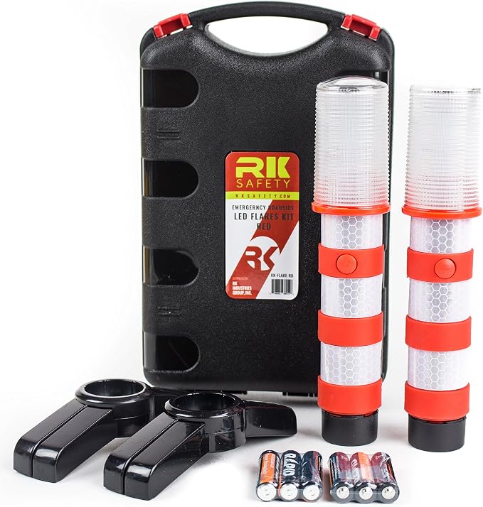 Flare-RD LED Emergency Roadside Flare Safety Beacon Strobe Light Kits (Red)
