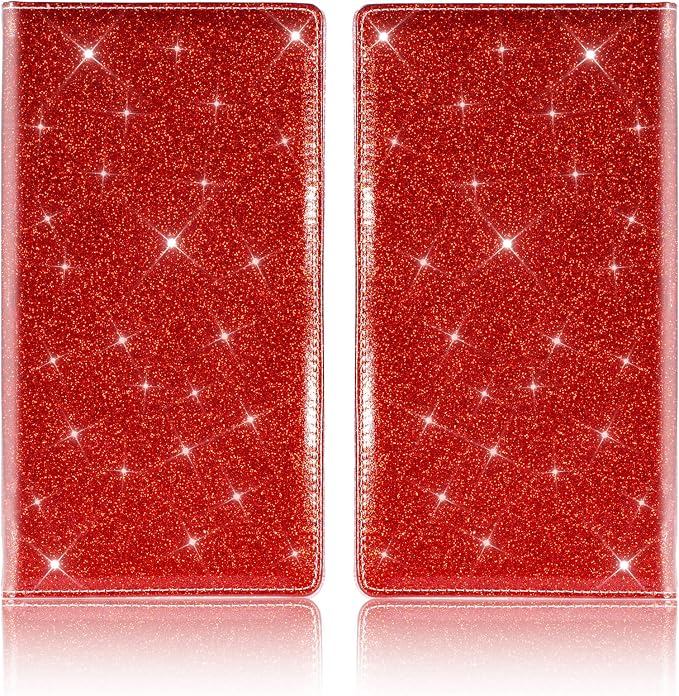 TOURSUIT Car Registration & Insurance Card Holder, Glitter Red | Vehicle License Document Organizer, Glove Box Compartment, Interior Car Accessories, For Women Men