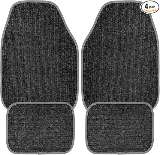 4PCS Car Floor Mats, Anti-Slip Waterproof Car Carpets with Safety Heel Pad, Heavy Duty Floor Mat for All Weather Protection, Universal Trim to Fit for Sedans Trucks SUVs (Black & Gray)