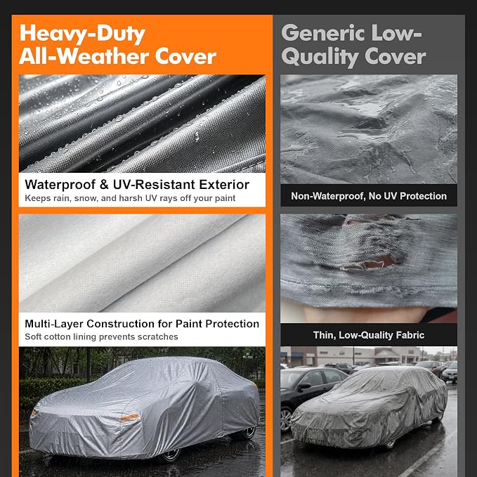 Car Cover Waterproof All-Weather,Outdoor Full Exterior Coupe Covers(Length 186-193 inch) Custom Fit for Ford Mustang,Chevrolet Camaro Corvette,BMW 4 Series etc,Size C4(See Size Chart)