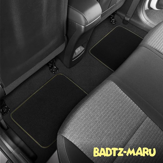 Badtz-Maru Carpet Car Floor Mats - Universal Fit for Cars, SUVs & Trucks - Black Hello Kitty Print Bad Badtz-Maru Accessories - Front & Rear Set, 4 Piece Cute Car Accessories