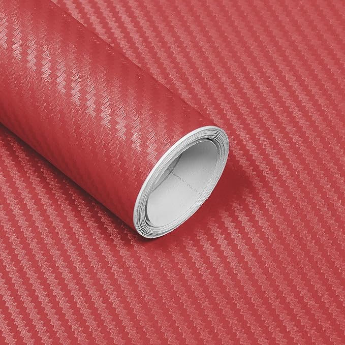 Lypumso 3D Red Carbon Fiber Vinyl Wrap, Car Wrap Film Roll with Air-Release Technology for DIY Use, Car Auto Decal Exterior and Interior Wrapping Film, Vehicle Self Adhesive Sticker(1FT x 10FT)