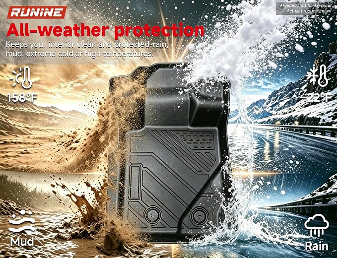 Floor Mats for Ford Bronco 4-Door 2021-2024 2025 2026(Not for 2 Door&Sport), Cargo Liner Set, Heavy Mud & Off-Road Protection with 3D Waterproof High-Edge & Anti-Slip Retention System