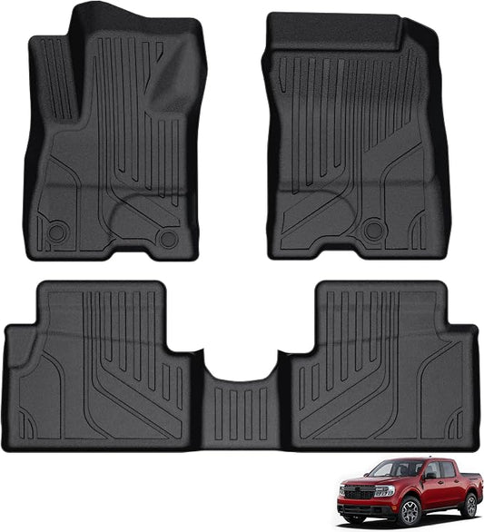KARPAL Floor Mats for 2022-2026 Ford Maverick (Only Fit Hybrid), Custom Fit TPE All Weather Ford Maverick Hybrid Accessories 1st & 2nd Row Floor Liner
