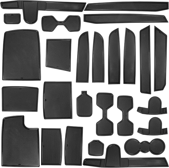 Cup Holder Insert Mat for Telluride Accessories 2025 2024 2023 2022 2021 2020 Center Console Liners Door Pocket Slot Mats Non-Slip Anti Dust Pads Premium Interior 26Pcs Set (Black Trim)