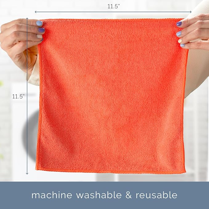 S&T INC. Microfiber Cleaning Cloth, 12 Pack, 11.5" x 11.5" | Bulk Cleaning Cloth for Home and Car, Reusable and Multi-Purpose Cleaning Rags, Machine Washable