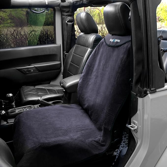 HAPPEGEAR Happeseat Waterproof Car Seat Cover & Protector, Black | Universal Fit, Car Seat Towel Cover, Non-Slip Backing, Machine Washable, Fits Front & Back, Easy Install & Storage
