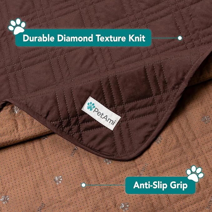 PetAmi Waterproof Couch Cover for Dogs, Non-Slip Leakproof Sofa Furniture Protector for Pet Cat, Machine Washable Bed Blanket for Car Seat, 68x82 Brown