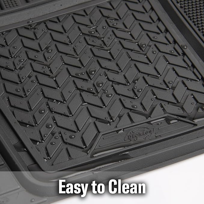 Dickies 2-Piece DuraSport Deep-Tray Floor Mats, Heavy-Duty Mats for Cars, Trucks, SUVs — Black