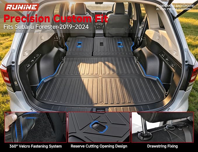 Floor Mats for Subaru Forester 2019-2024 Carbon Fiber Accessories,TPE All Weather Protection Floor Mats,Custom Fit Car Floor Liners Set