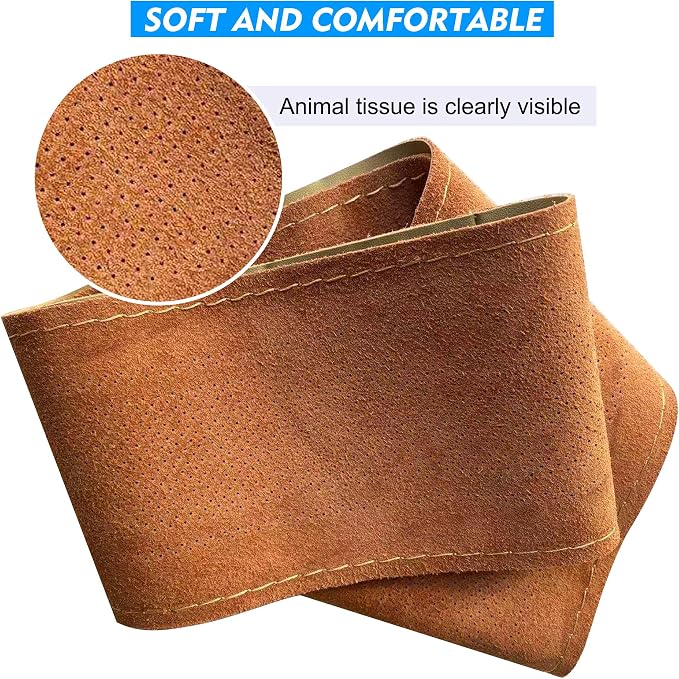 Carodi Leather Steering Wheel Cover, Breathable Non-Slip Design, Soft and Comfortable Feeling, Universal 15 Inch Auto Car Steering Wheel Stitch on Wrap（Size M,Beige）