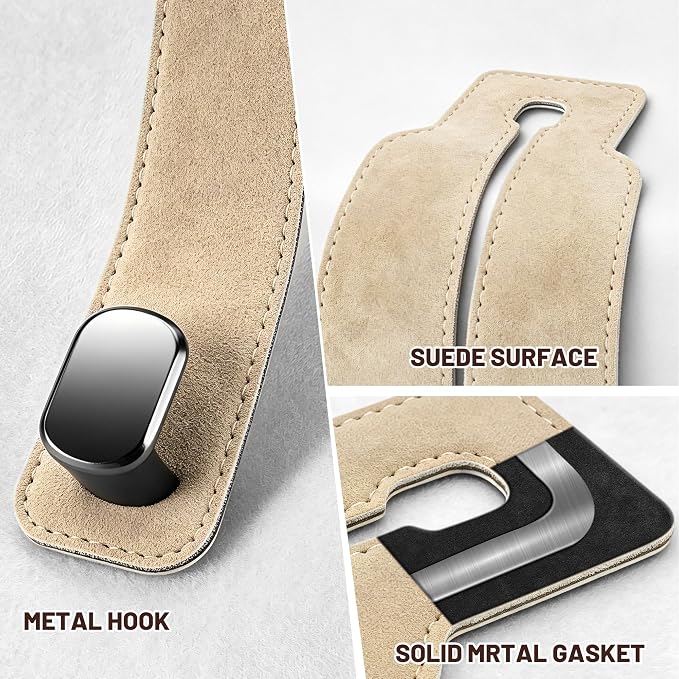 SUKIPIN Car Hooks, Car Seat Headrest Hooks for Purses and Bags 2-Pack Beige | Car Accessories for Women, Solid Durable Construction, Quick Tool-free Mounting, Universal Fit for Most Vehicle Headrests