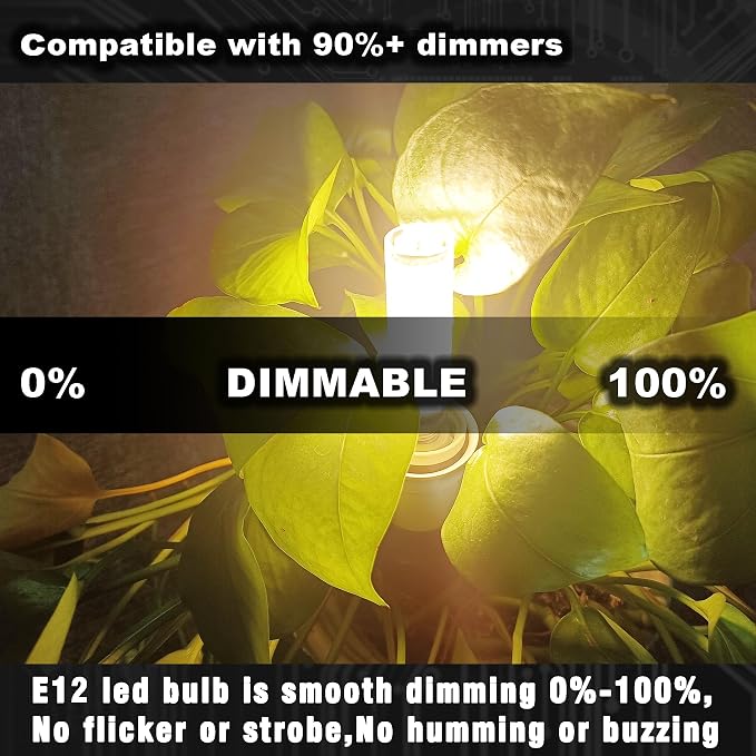 E12 Dimmable Candelabra Light Bulb 100W Equivalent 2700K Warm White, 3 Pack | C7 T6 LED Corn Bulb, 10 Watt, 1000lm, AC120V, for Home Decorative Chandelier Ceiling Fan Pendant Lighting Salt Lamp