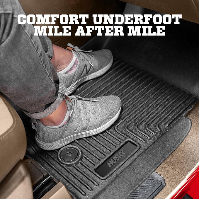 Husky Liners Weatherbeater Floor Mats | Fits 2014 - 2018 Chevrolet Silverado & GMC Sierra 1500 Crew Cab; 15-19 Silverado/Sierra 2500/3500 Crew Cab (Footwell Cvg) | Front & 2nd Row, 3-pc Black - 98231