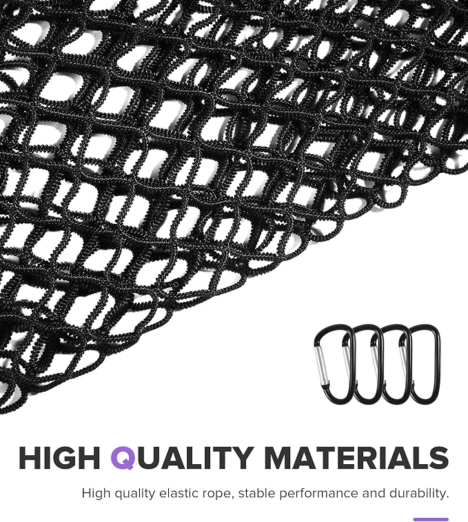 Truck Bed Organizer,Car Accessories Foldable Ultra Strong Truck Bed Storage Cargo Net with 6 Pcs Carabiner Clips,Automotive Cargo Nets,Compatible with Most Large Trucks,Crossovers,SUVs