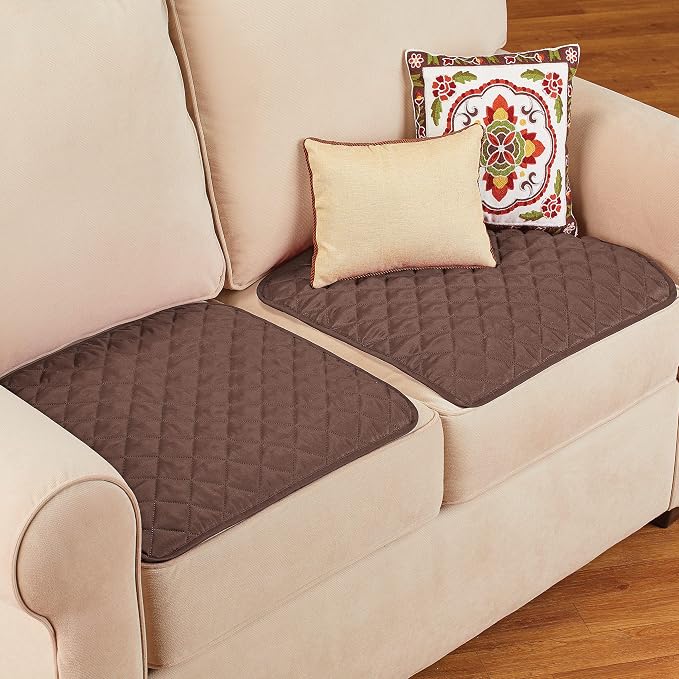 Collections Etc Quilted Waterproof Seat Protector - Set of 2 - Machine Washable, Use for Indoor or Outdoor Seating, Chocolate